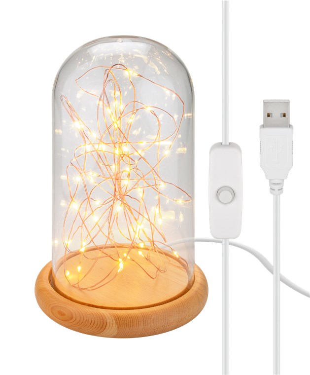 Campana in vetro con catena luminosa a micro LED Campana in vetro con catena luminosa a micro LED